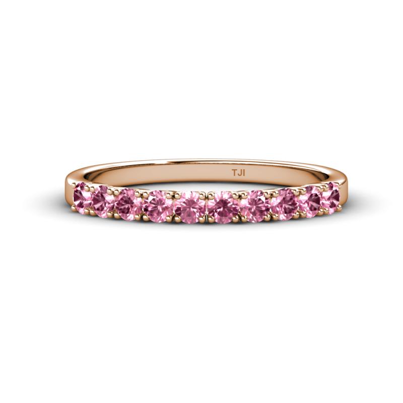 Emlynn 2.70 mm Pink Tourmaline 10 Stone Wedding Band 