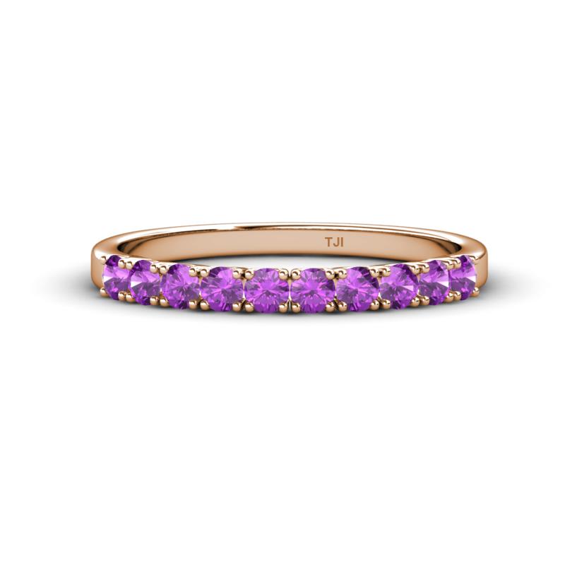 Emlynn 2.70 mm Amethyst 10 Stone Wedding Band 