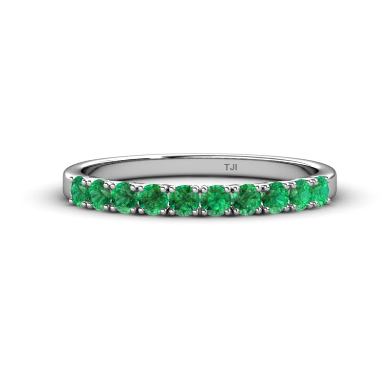 Emlynn 2.70 mm Emerald 10 Stone Wedding Band 