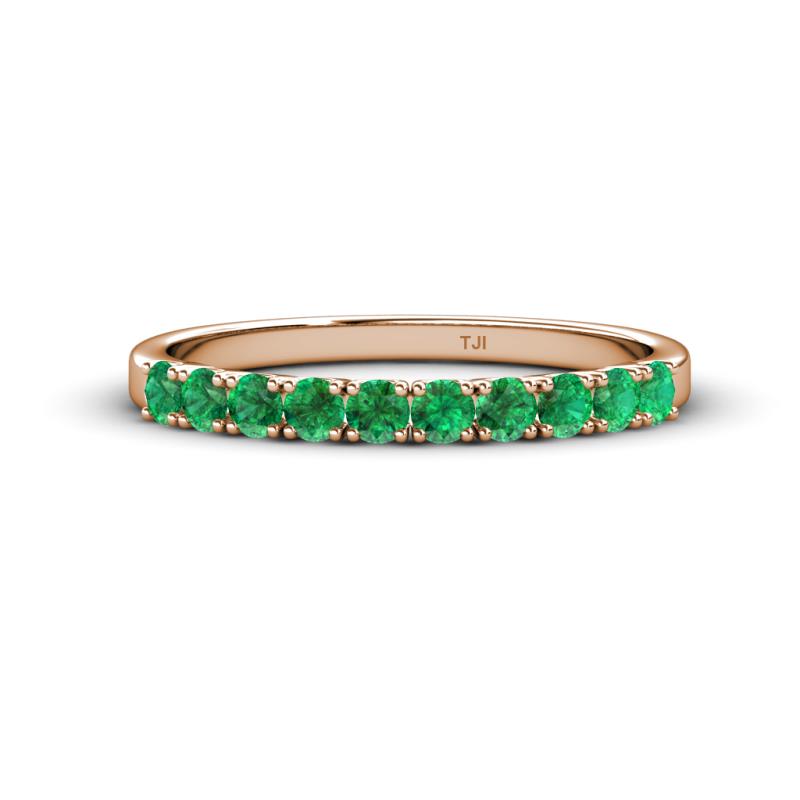 Emlynn 2.70 mm Emerald 10 Stone Wedding Band 