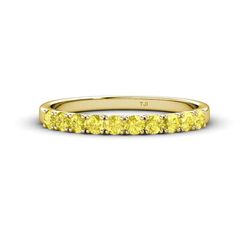 Emlynn 2.70 mm Yellow Sapphire 10 Stone Wedding Band 