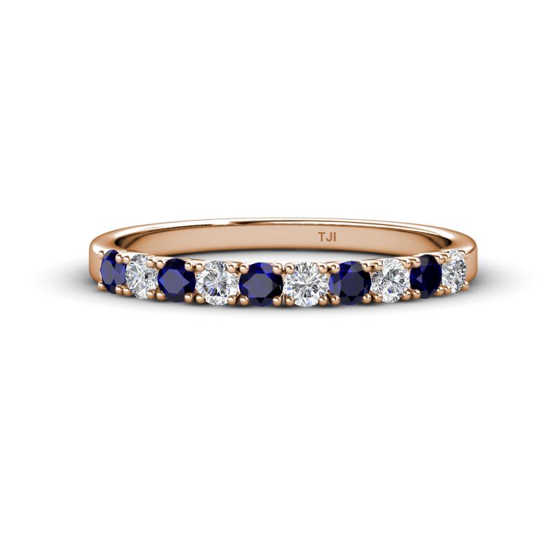 Emlynn 2.70 mm Blue Sapphire and Diamond 10 Stone Wedding Band 