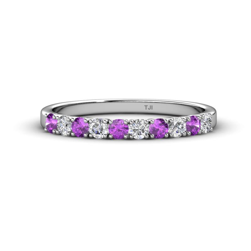 Emlynn 2.70 mm Amethyst and Lab Grown Diamond 10 Stone Wedding Band 