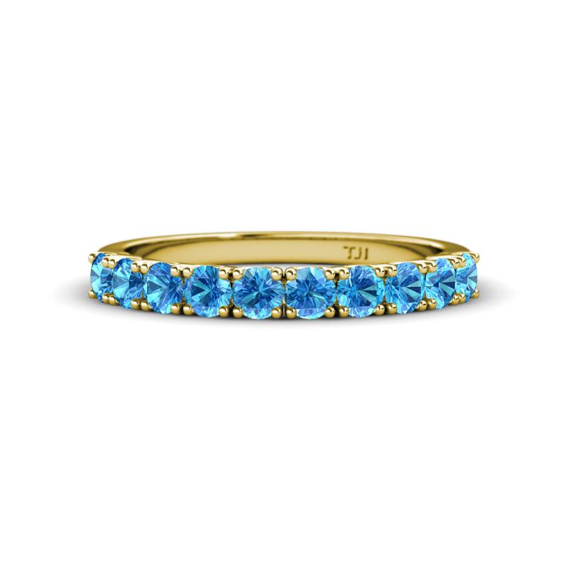 Emlynn 3.00 mm Blue Topaz 10 Stone Wedding Band 