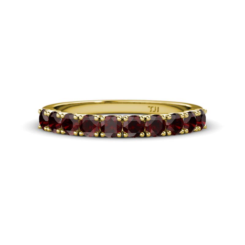 Emlynn 3.00 mm Red Garnet 10 Stone Wedding Band 