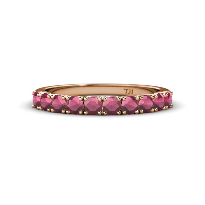 Emlynn 3.00 mm Rhodolite Garnet 10 Stone Wedding Band 