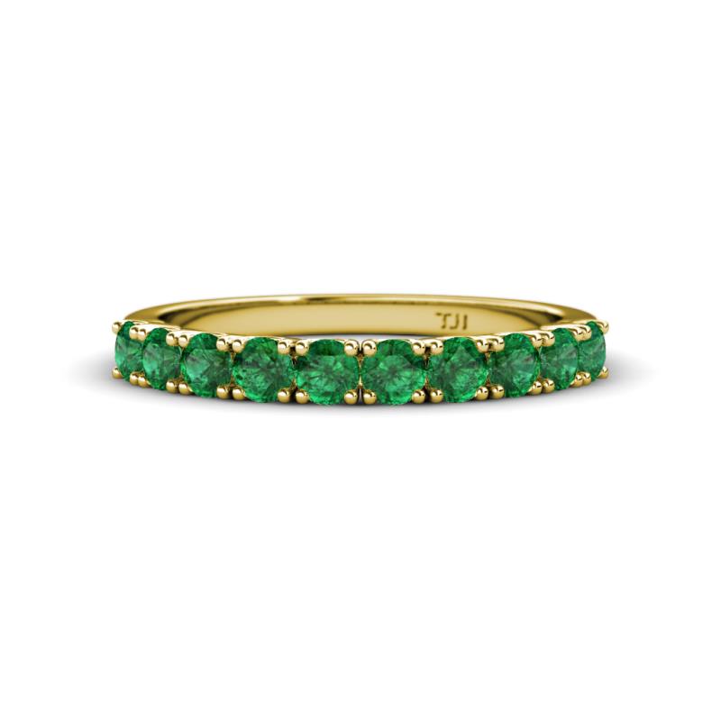 Emlynn 3.00 mm Emerald 10 Stone Wedding Band 