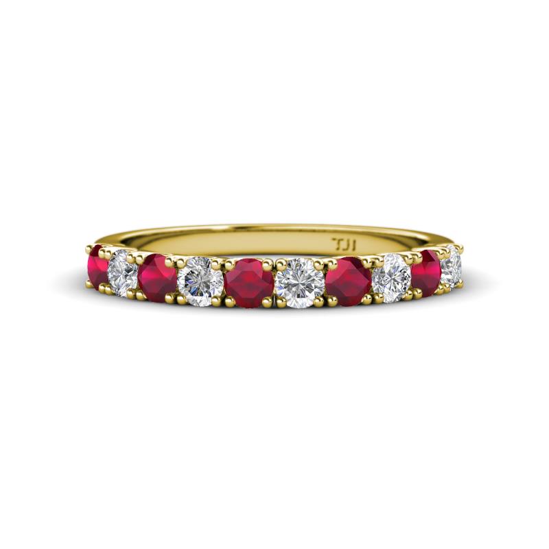 Emlynn 3.00 mm Ruby and Diamond 10 Stone Wedding Band 
