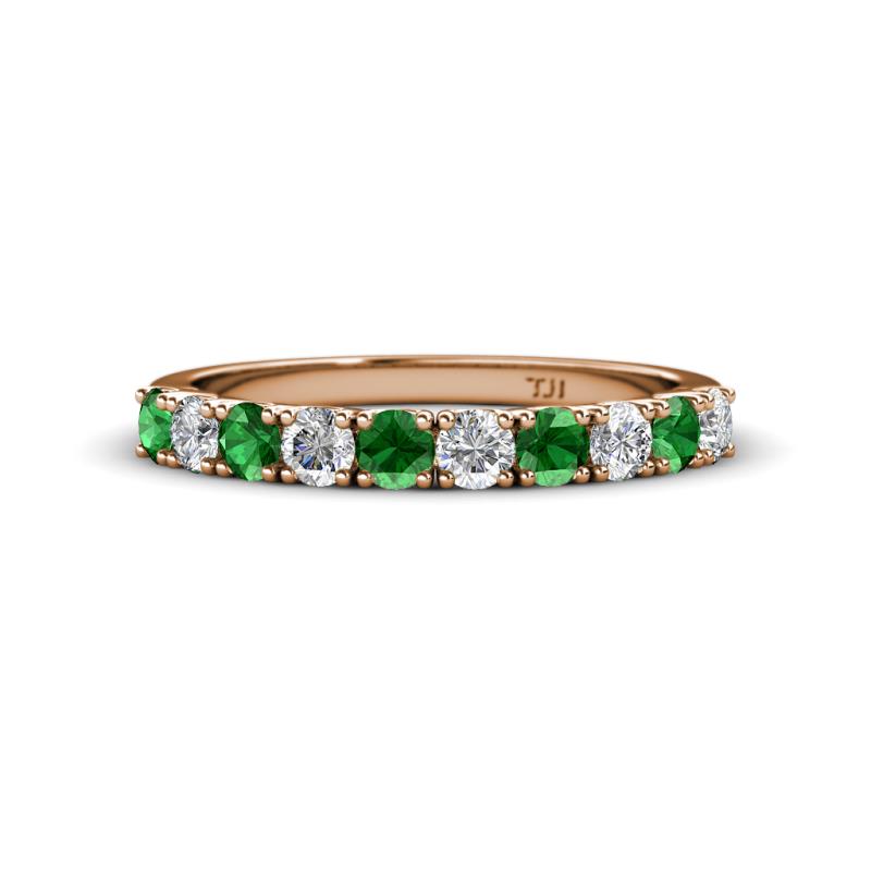 Emlynn 3.00 mm Green Garnet and Diamond 10 Stone Wedding Band 