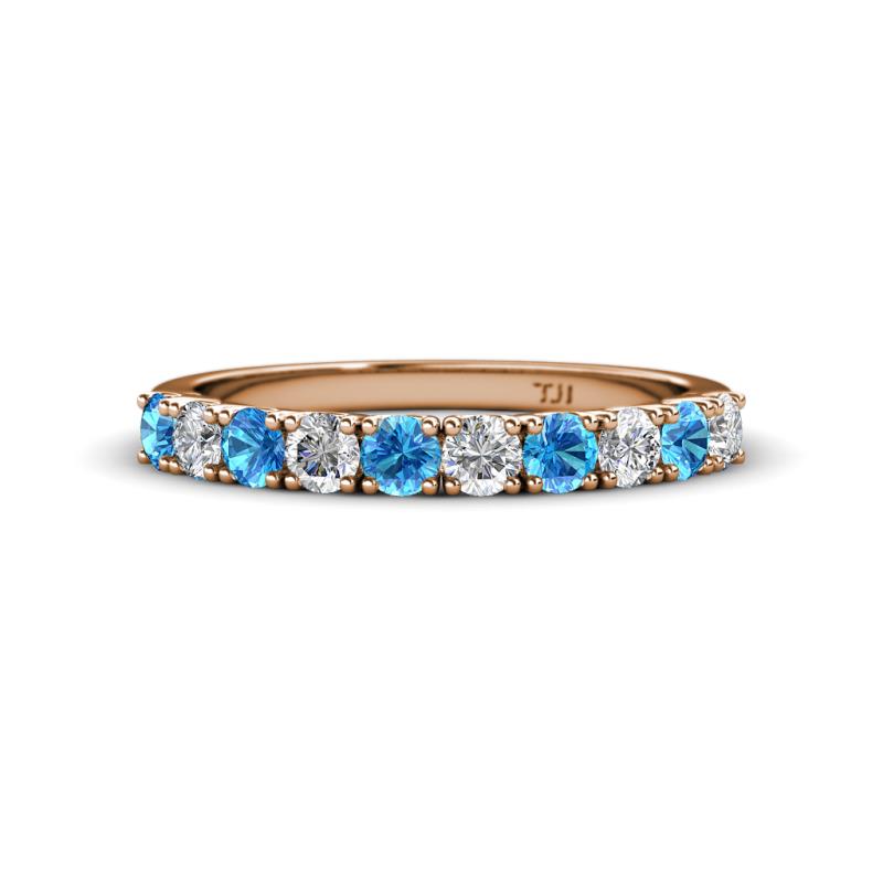 Emlynn 3.00 mm Blue Topaz and Diamond 10 Stone Wedding Band 