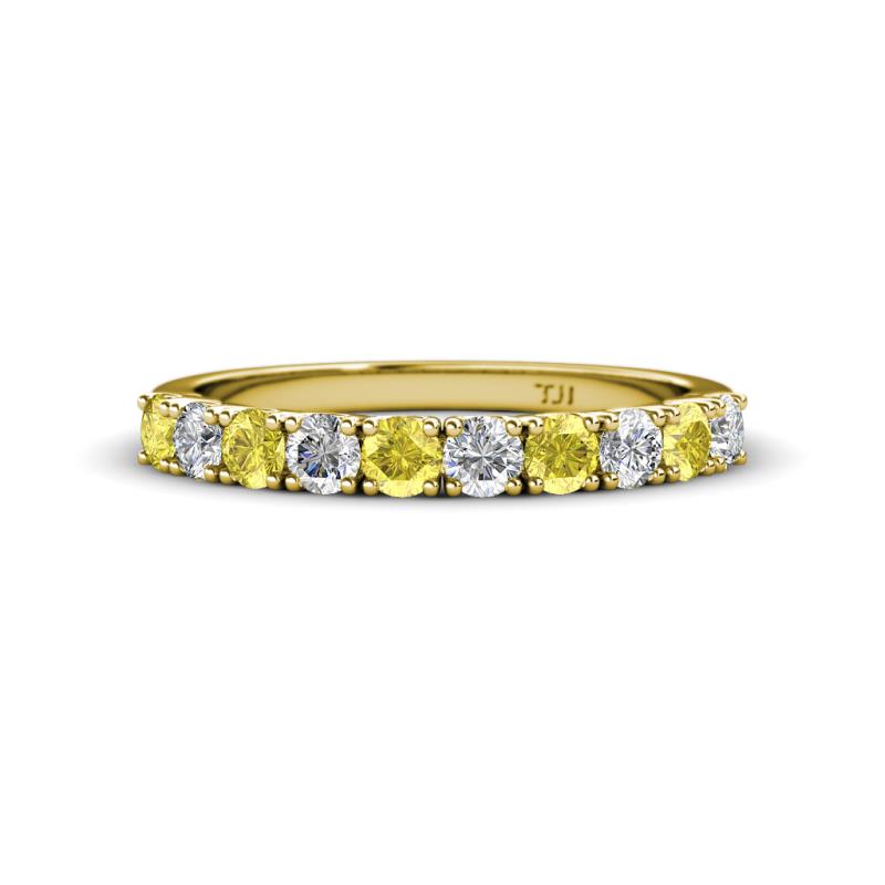 Emlynn 3.00 mm Yellow Sapphire and Lab Grown Diamond 10 Stone Wedding Band 