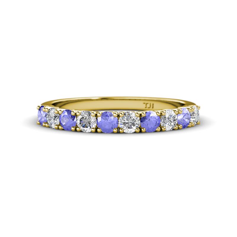 Emlynn 3.00 mm Tanzanite and Lab Grown Diamond 10 Stone Wedding Band 