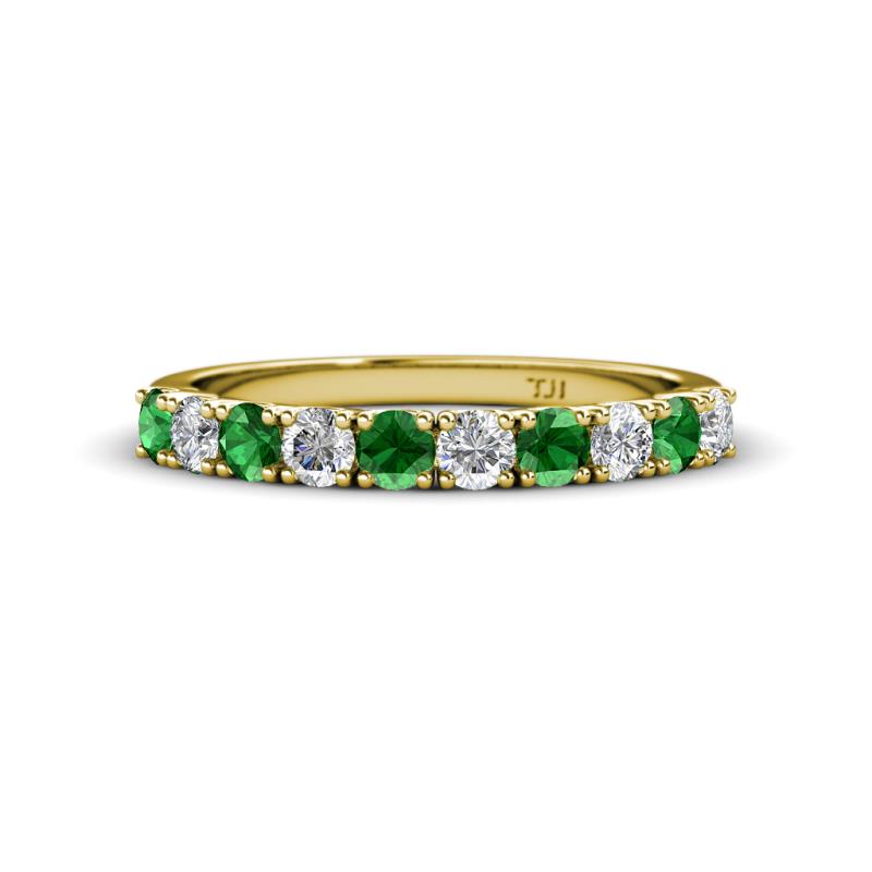 Emlynn 3.00 mm Green Garnet and Lab Grown Diamond 10 Stone Wedding Band 