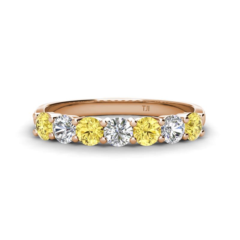 Kathleen 3.40 mm Round Yellow Sapphire and Lab Grown Diamond Wedding Band 
