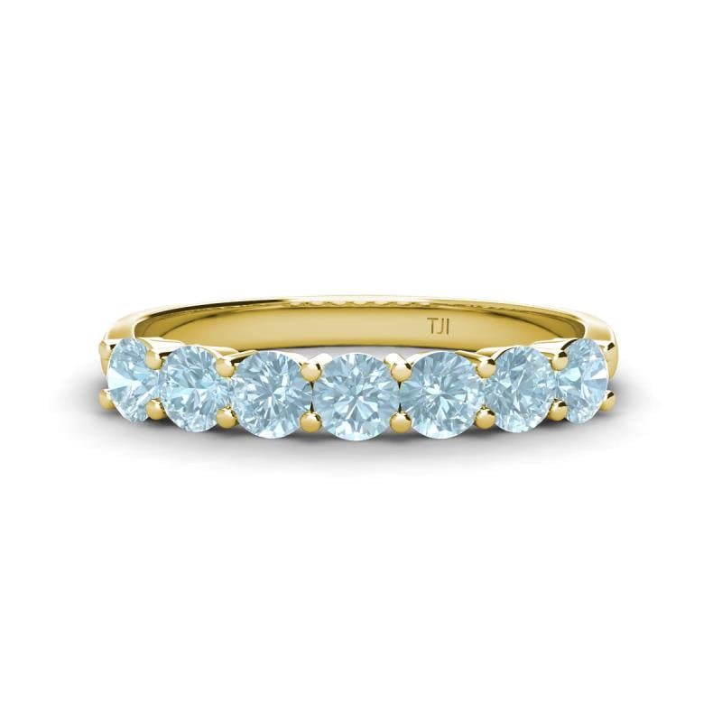 Kathleen 3.40 mm Round Aquamarine Wedding Band 