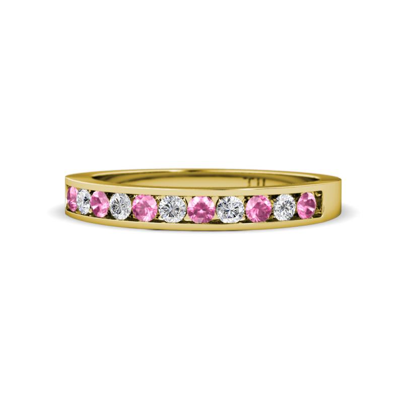 Kathiryn 1.70 mm Pink Sapphire and Lab Grown Diamond 11 Stone Wedding Band 
