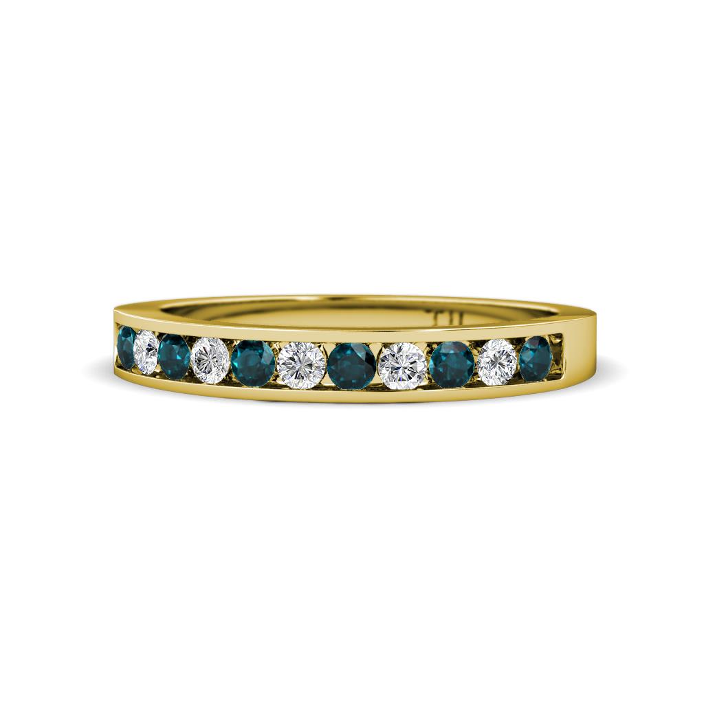 Kathiryn 2.00 mm London Blue Topaz and Diamond 11 Stone Wedding Band 