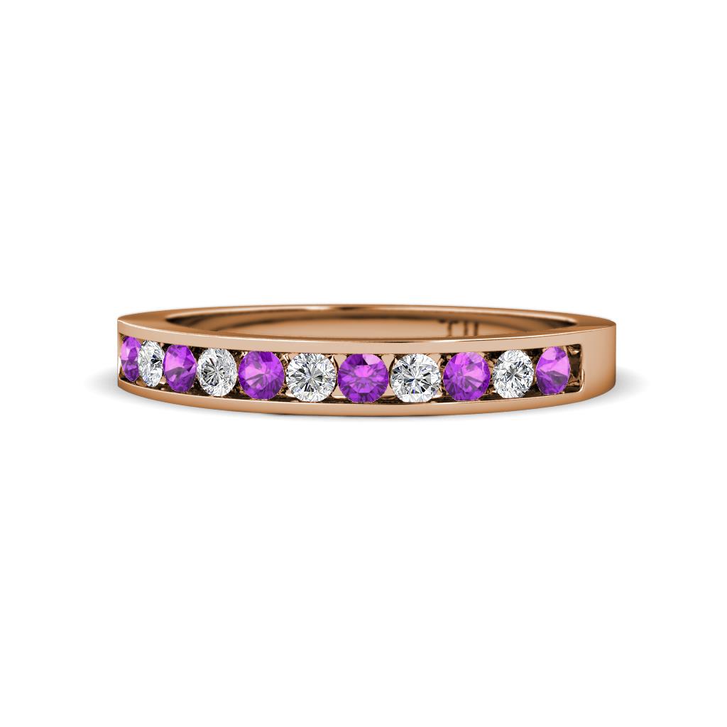 Kathiryn 2.30 mm Amethyst and Diamond 11 Stone Wedding Band 