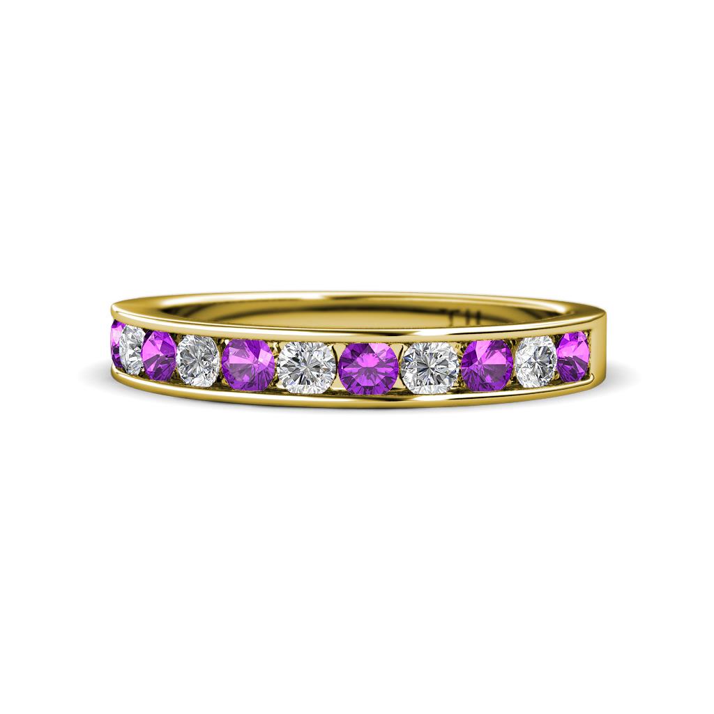 Kathiryn 2.70 mm Amethyst and Lab Grown Diamond 11 Stone Wedding Band 