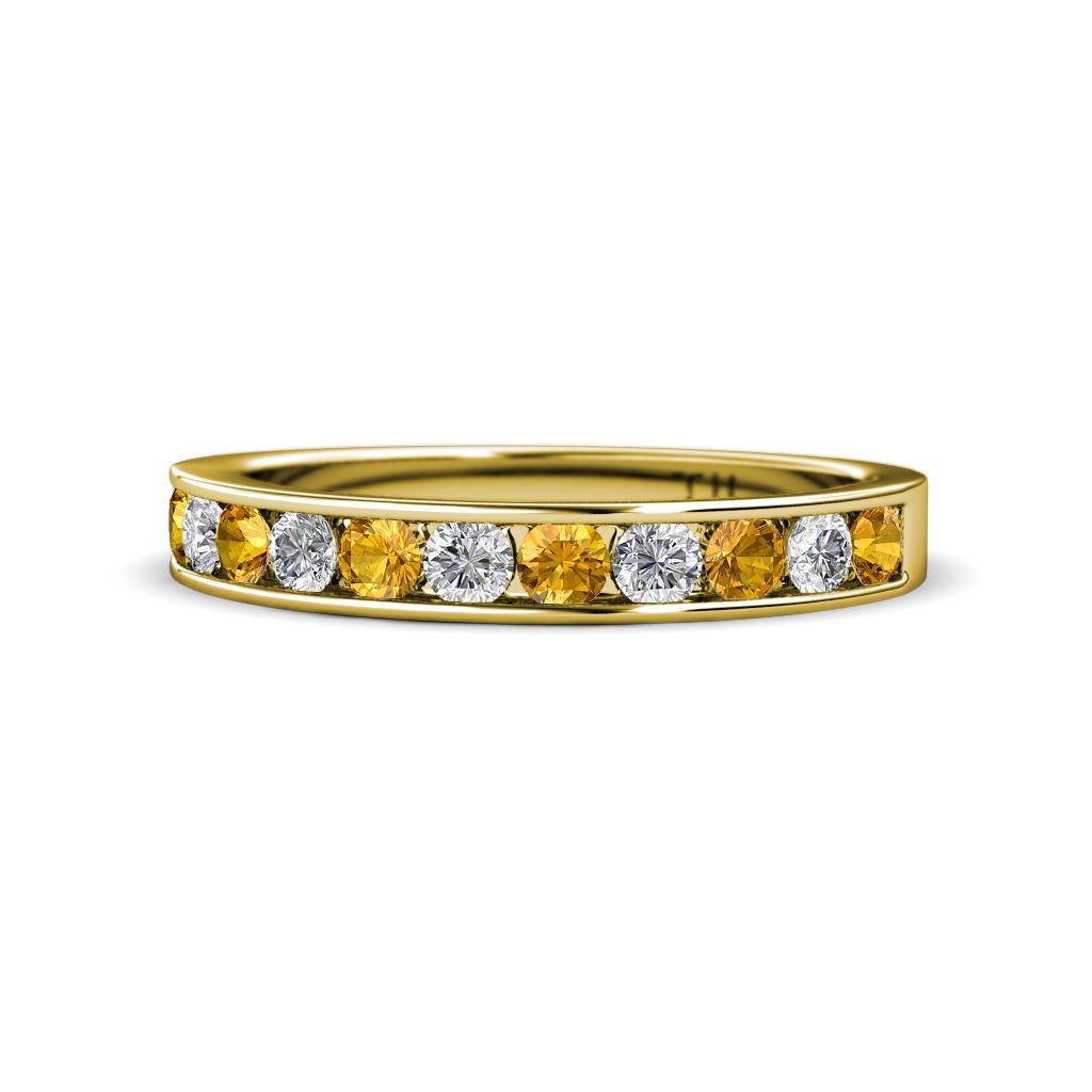 Kathiryn 3.00 mm Citrine and Lab Grown Diamond 11 Stone Wedding Band 