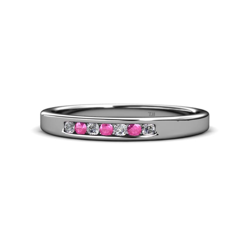 Kathiryn 2.00 mm Pink Sapphire and Diamond 7 Stone Wedding Band 