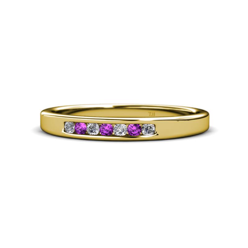 Kathiryn 2.00 mm Amethyst and Lab Grown Diamond 7 Stone Wedding Band 