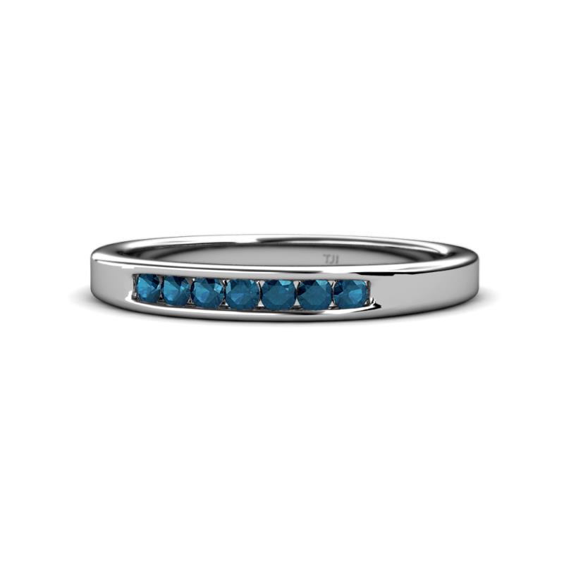 Kathiryn 2.40 mm Blue Diamond 7 Stone Wedding Band 