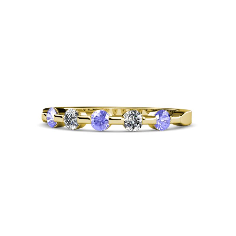 Keva 2.60 mm Tanzanite and Diamond 5 Stone Wedding Band 