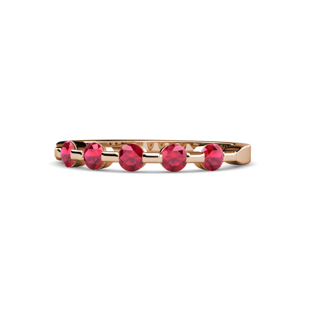 Keva 3.00 mm Ruby 5 Stone Wedding Band 