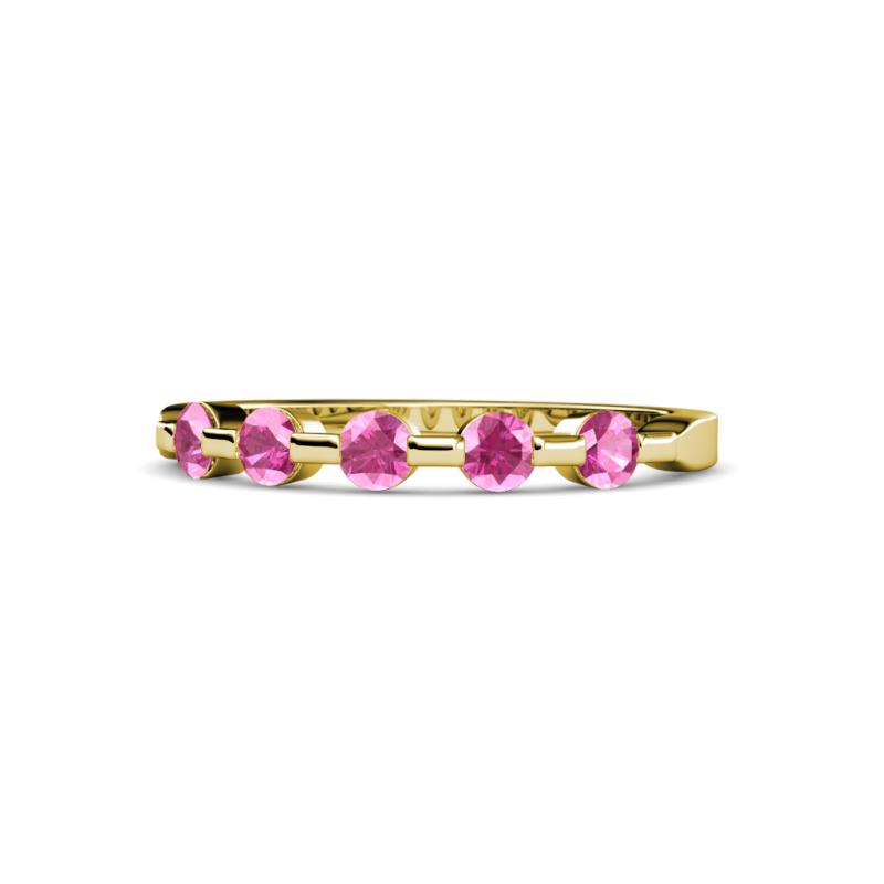 Keva 3.00 mm Pink Sapphire 5 Stone Wedding Band 