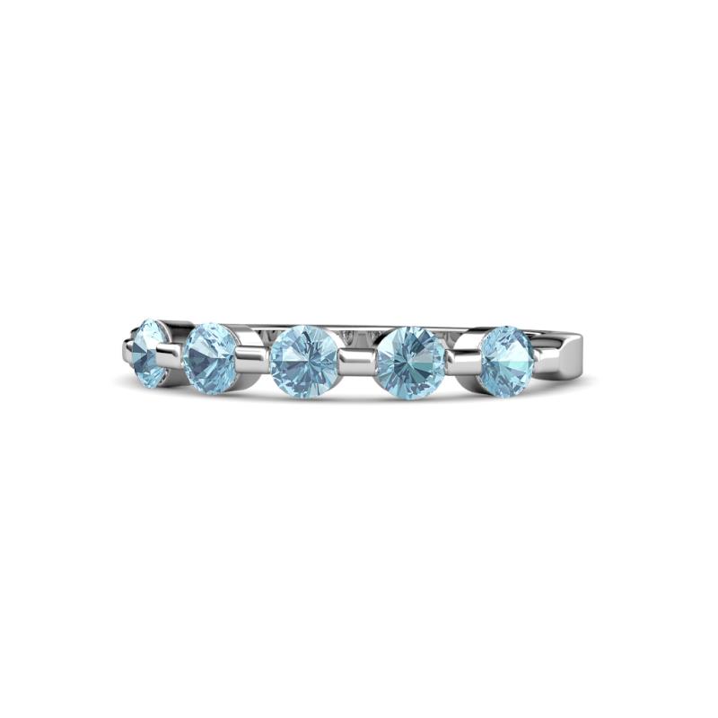 Keva 3.40 mm Aquamarine 5 Stone Wedding Band 