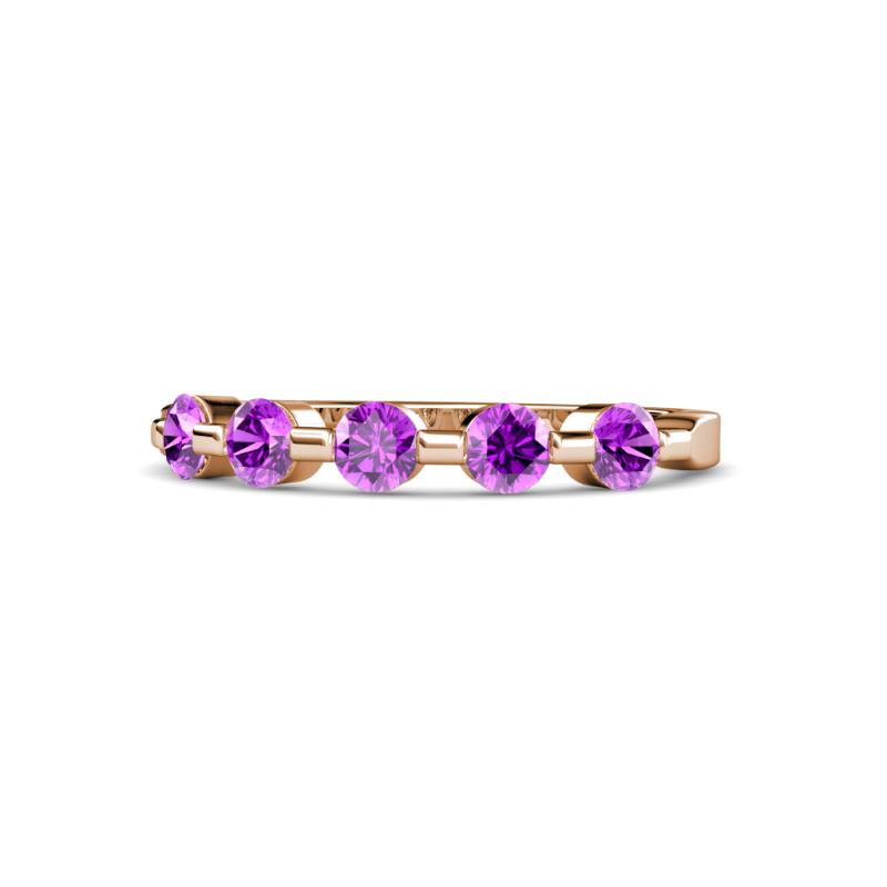 Keva 3.40 mm Amethyst 5 Stone Wedding Band 