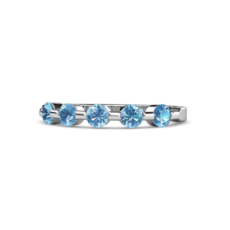 Keva 3.40 mm Blue Topaz 5 Stone Wedding Band 