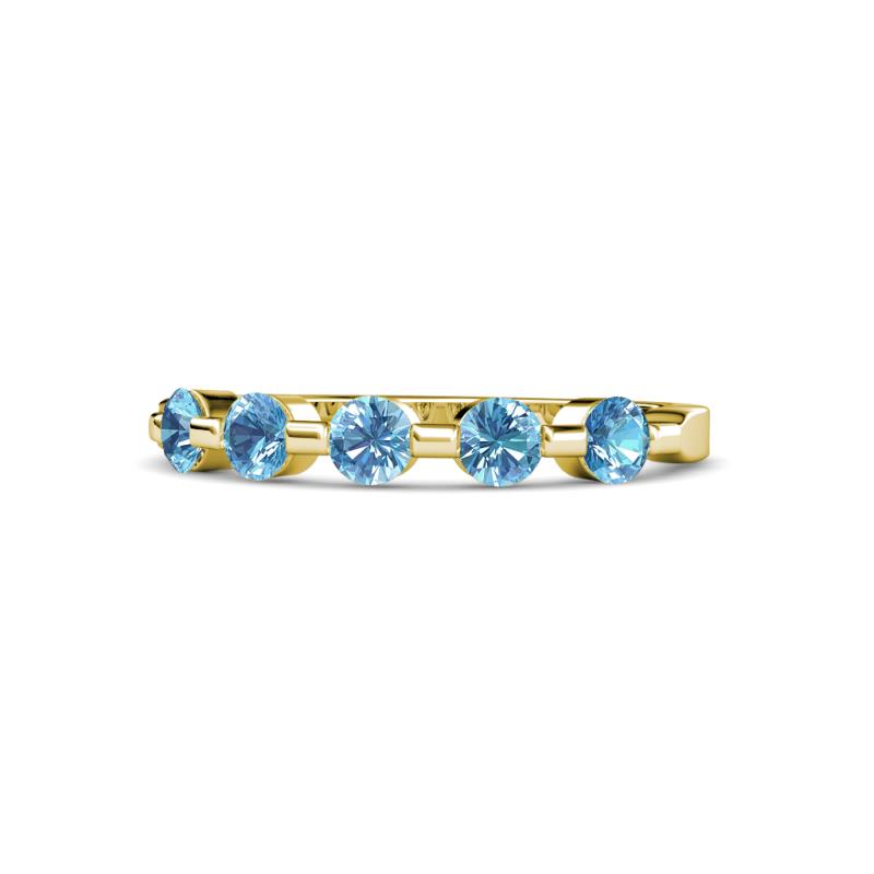 Keva 3.40 mm Blue Topaz 5 Stone Wedding Band 