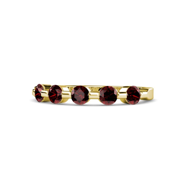 Keva 3.40 mm Red Garnet 5 Stone Wedding Band 