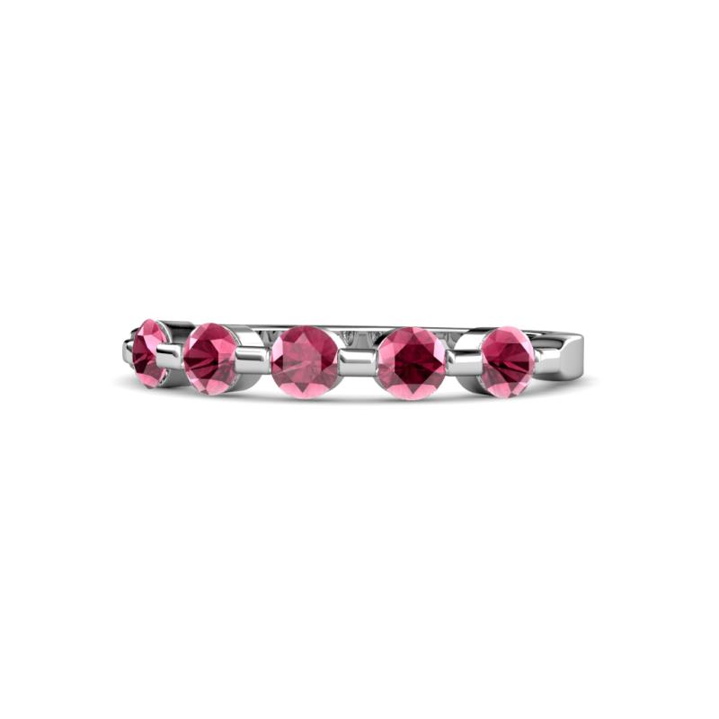 Keva 3.40 mm Rhodolite Garnet 5 Stone Wedding Band 