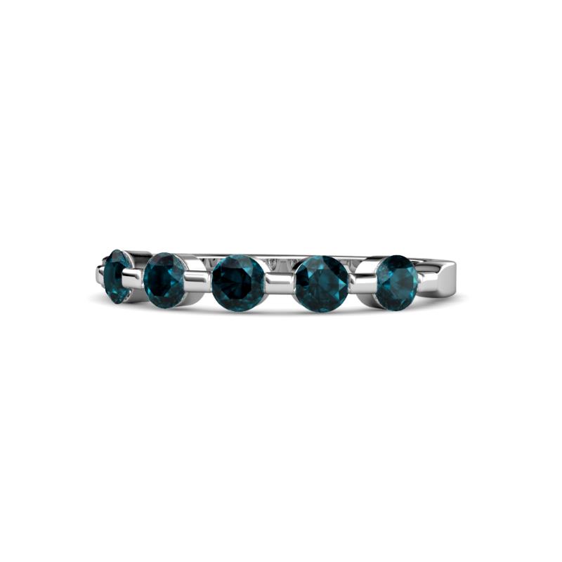 Keva 3.40 mm London Blue Topaz 5 Stone Wedding Band 