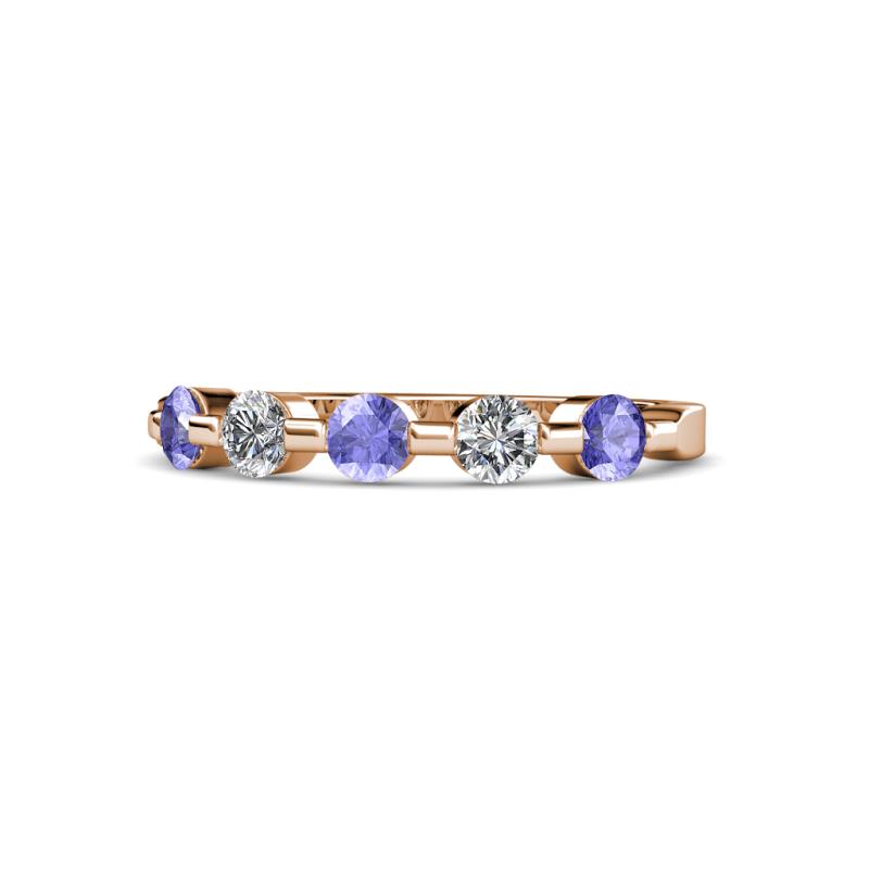 Keva 3.40 mm Tanzanite and Diamond 5 Stone Wedding Band 