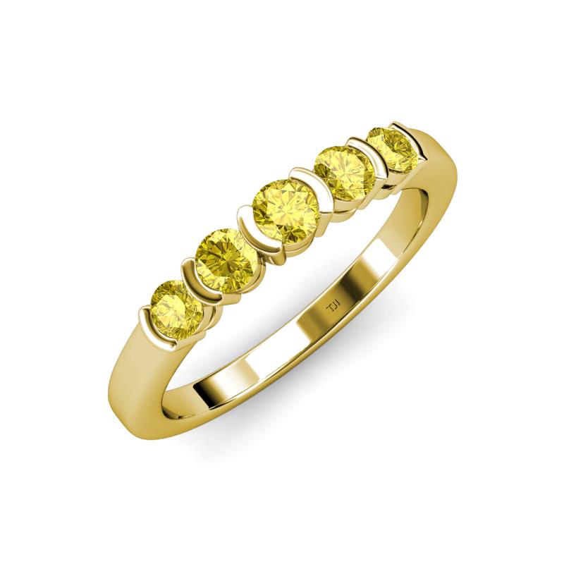 Roena 0.80 ctw Yellow Sapphire Round (3.80 mm) & (3.30 mm) 5 Stone Wedding Band 