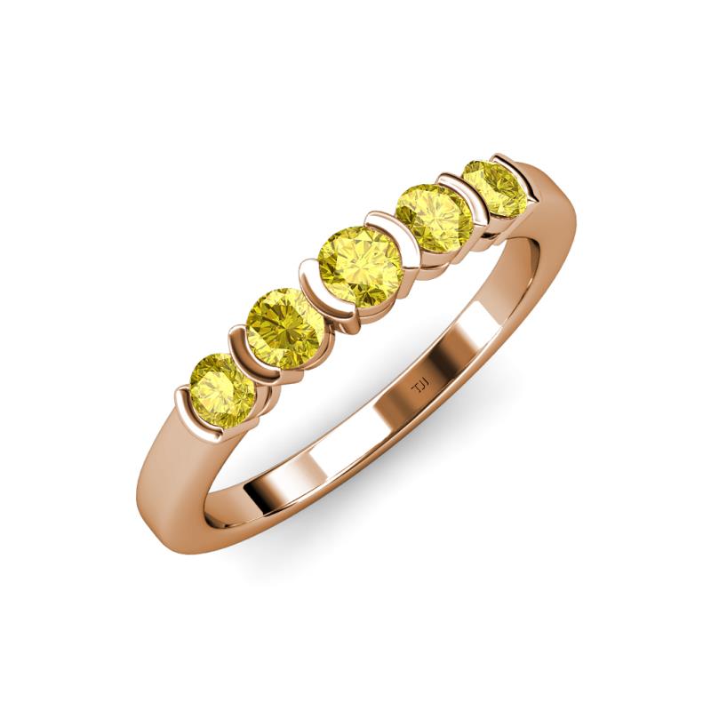 Roena 0.80 ctw Yellow Sapphire Round (3.80 mm) & (3.30 mm) 5 Stone Wedding Band 