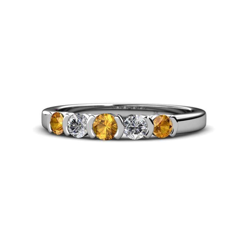 Roena 3.40 mm Citrine and Diamond 5 Stone Wedding Band 
