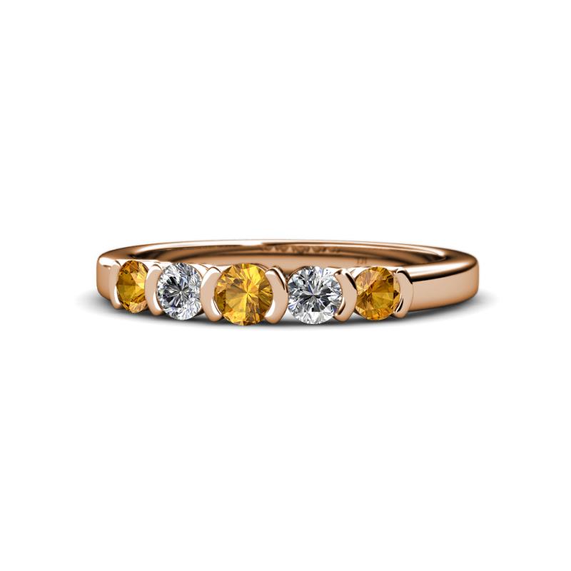 Roena 3.40 mm Citrine and Diamond 5 Stone Wedding Band 