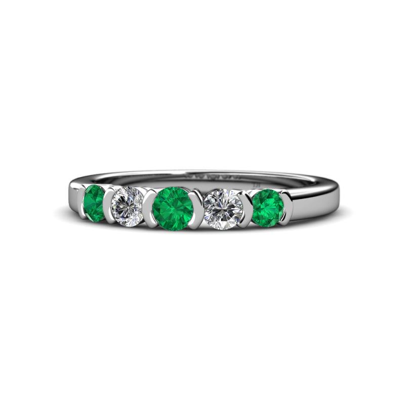 Roena 3.40 mm Emerald and Diamond Wedding Band 