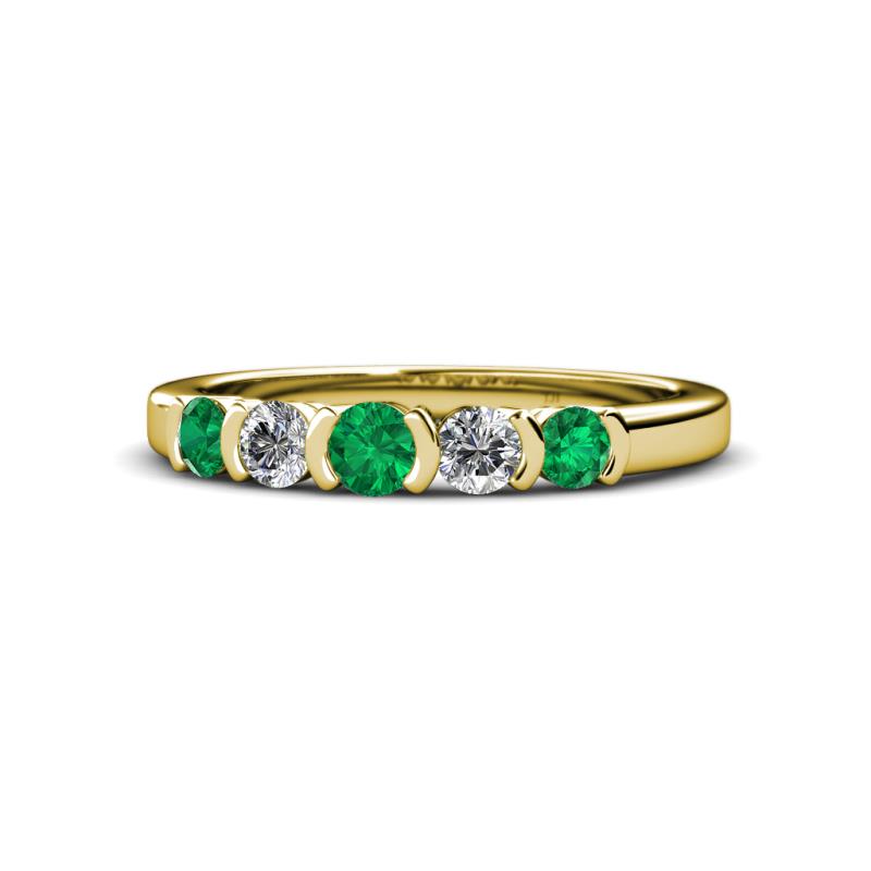 Roena 3.40 mm Emerald and Diamond Wedding Band 