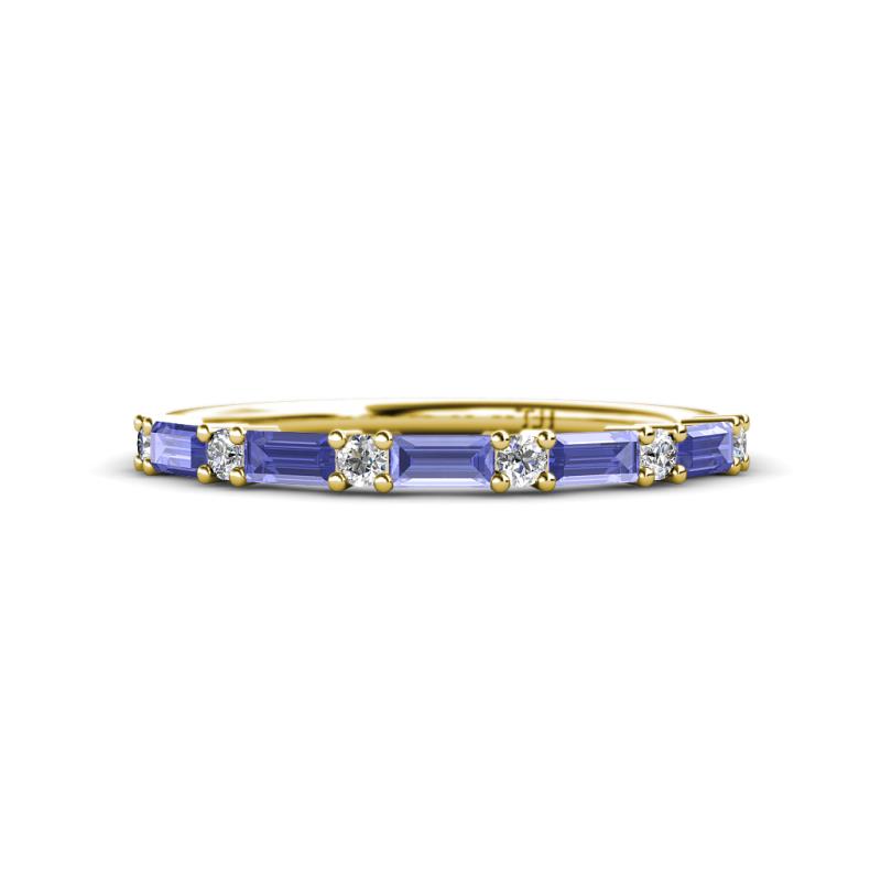 Sarah Baguette Tanzanite and Round Diamond Wedding Band 