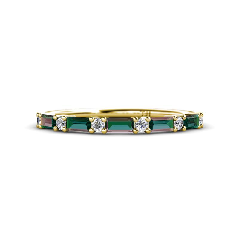 Sarah Baguette Lab Created Alexandrite and Round Lab Grown Diamond Wedding Band 