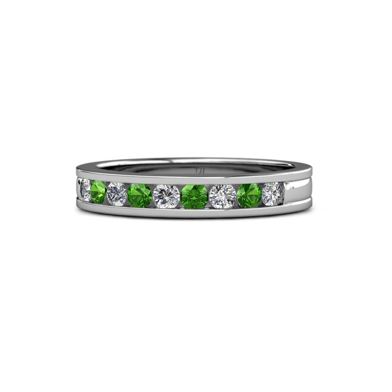 Vanna 2.20 mm Green Garnet and Diamond 9 Stone Wedding Band 