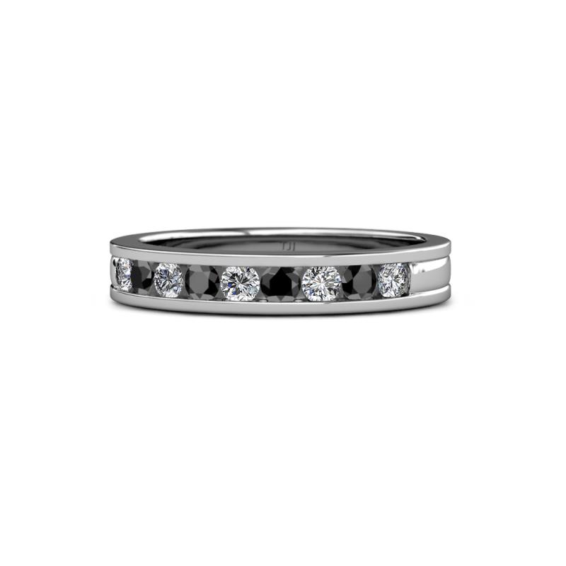 Vanna 2.20 mm Black and White Diamond 9 Stone Wedding Band 