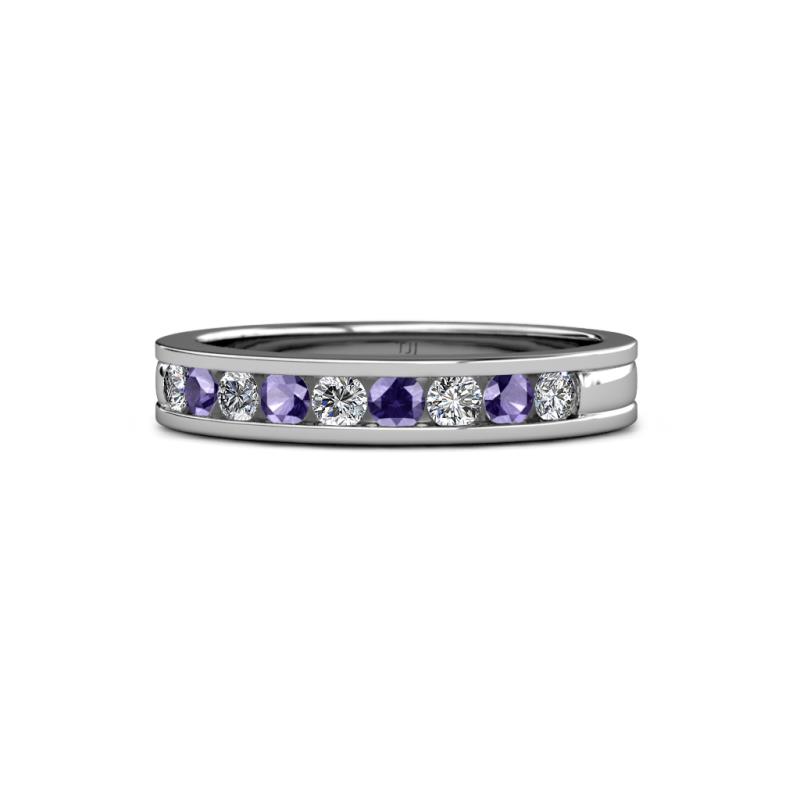 Vanna 2.20 mm Iolite and Lab Grown Diamond 9 Stone Wedding Band 