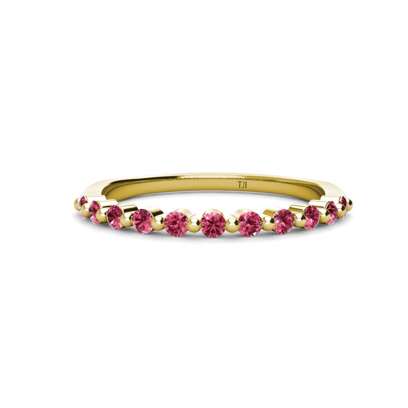 Venice 2.00 mm Round Pink Tourmaline 11 Stone Wedding Band 